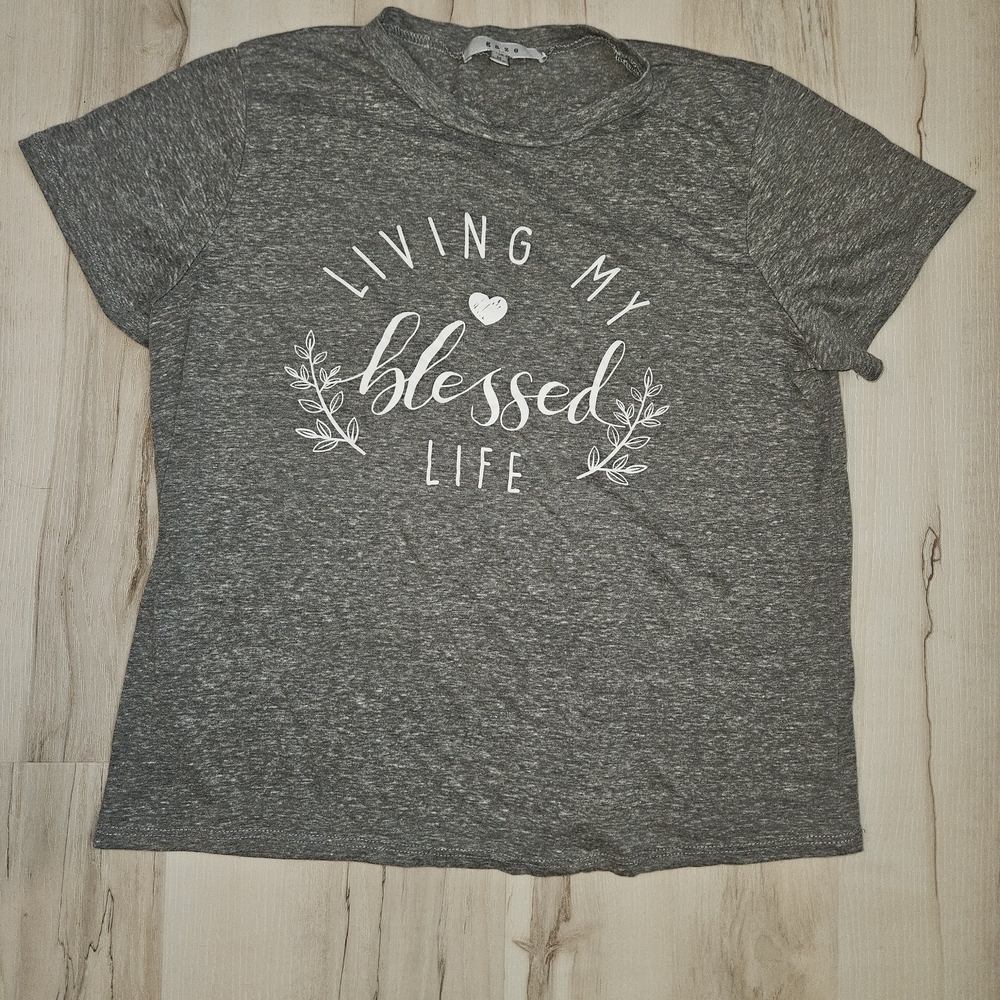 Gaze "Living My Blessed Life" Graphic Tee - Heather Gray - Women's Size Medium